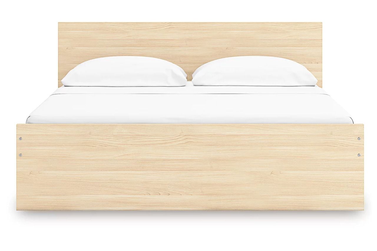 Onita King Panel Platform Bed with 2 Side Storage In Natural EB9632B24