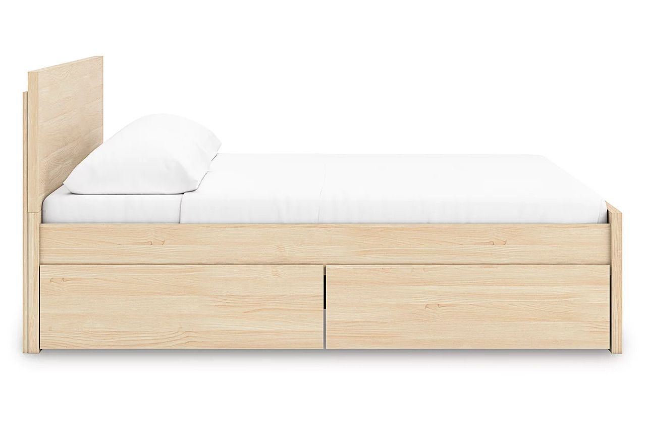 Onita King Panel Platform Bed with 2 Side Storage In Natural EB9632B24