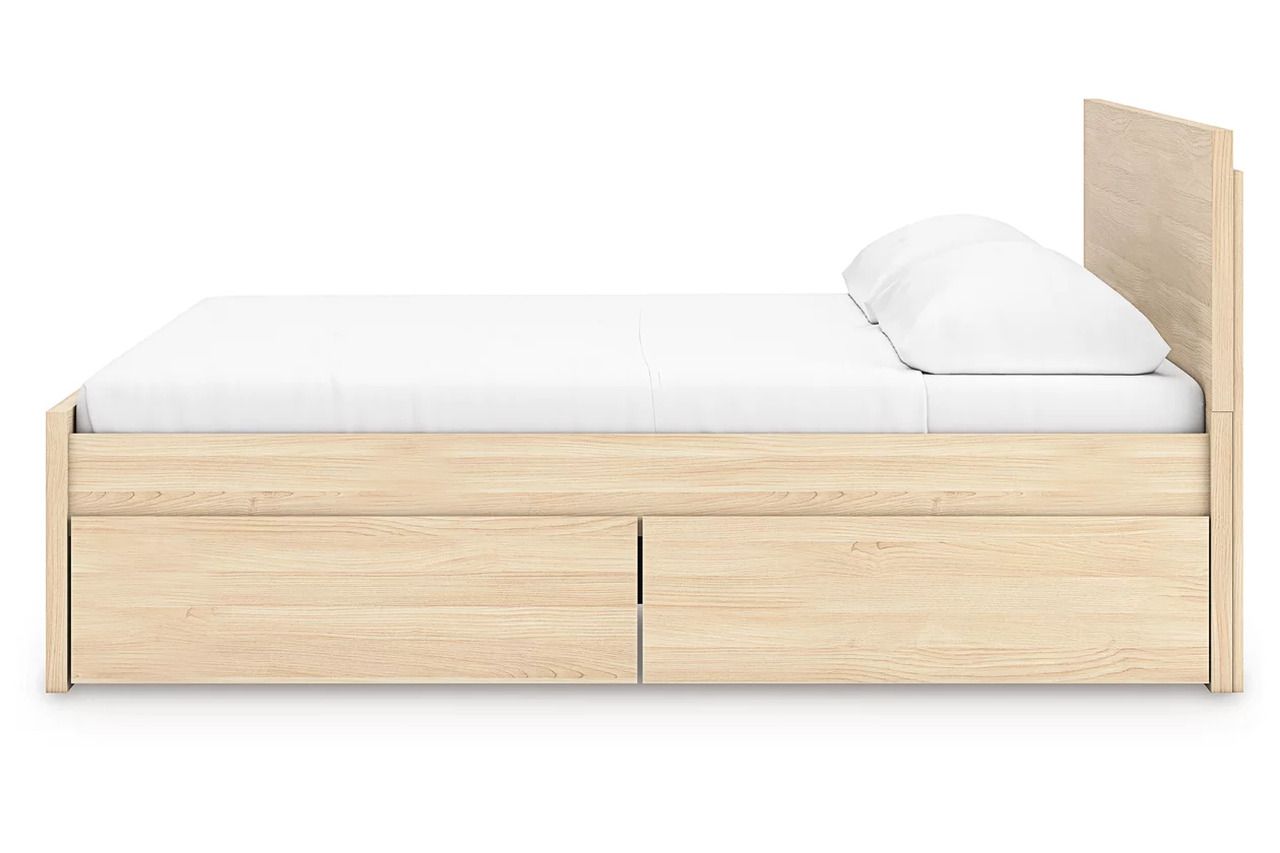 Onita King Panel Platform Bed with 2 Side Storage In Natural EB9632B24