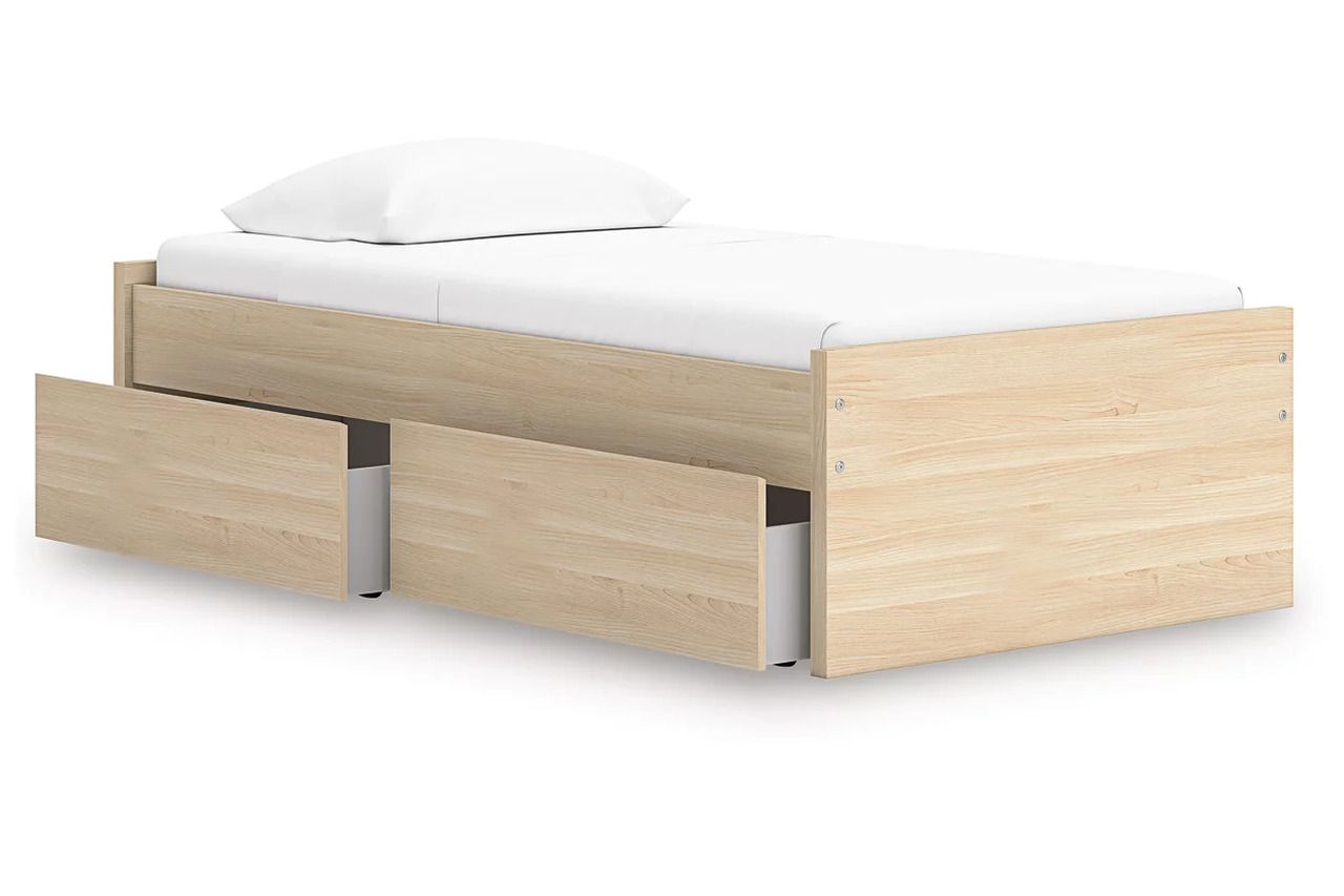 Onita Twin Platform Bed with 1 Side Storage In Natural EB9632B7