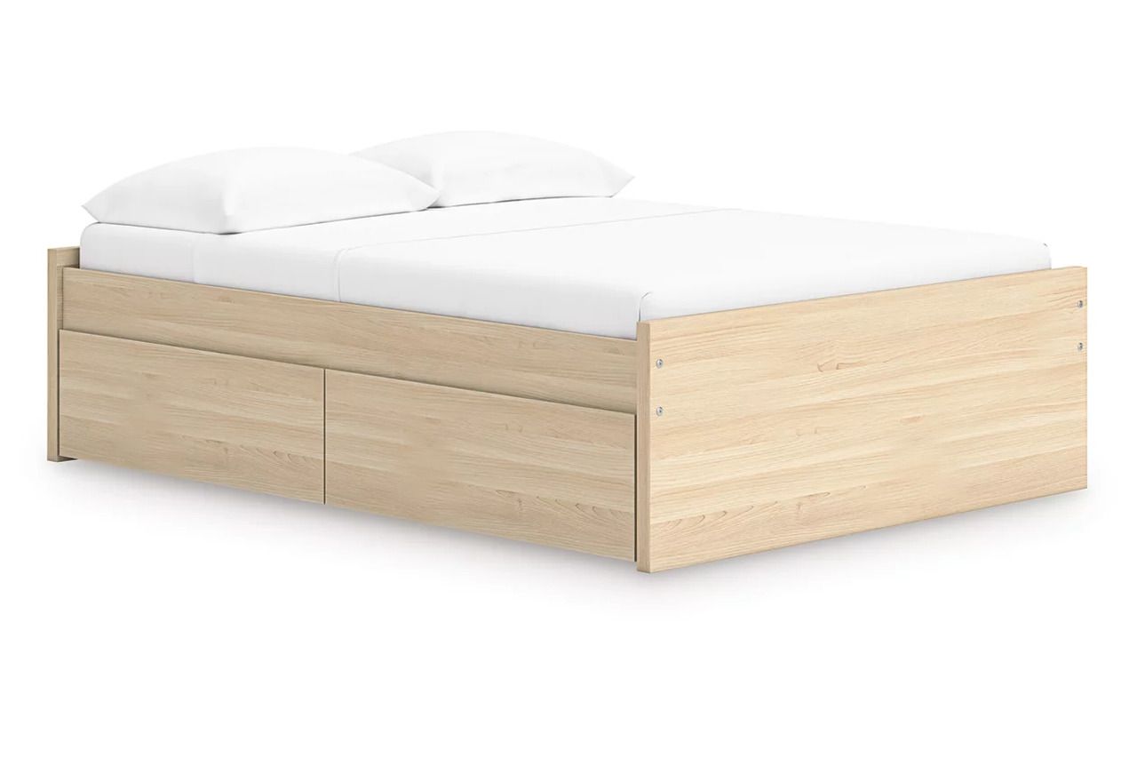 Onita Full Platform Bed with 1 Side Storage In Natural EB9632B8