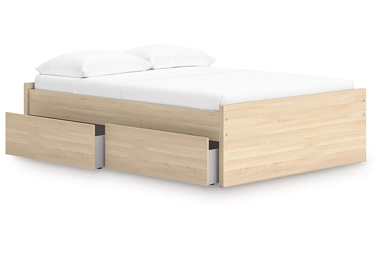 Onita Full Platform Bed with 1 Side Storage In Natural EB9632B8