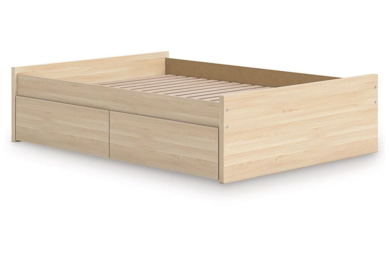 Onita Full Platform Bed with 1 Side Storage In Natural EB9632B8