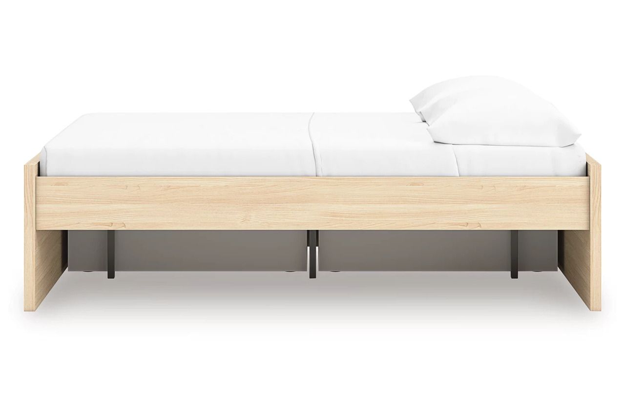 Onita Full Platform Bed with 1 Side Storage In Natural EB9632B8