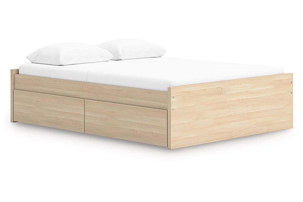 Onita Queen Platform Bed with 1 Side Storage In Natural EB9632B9