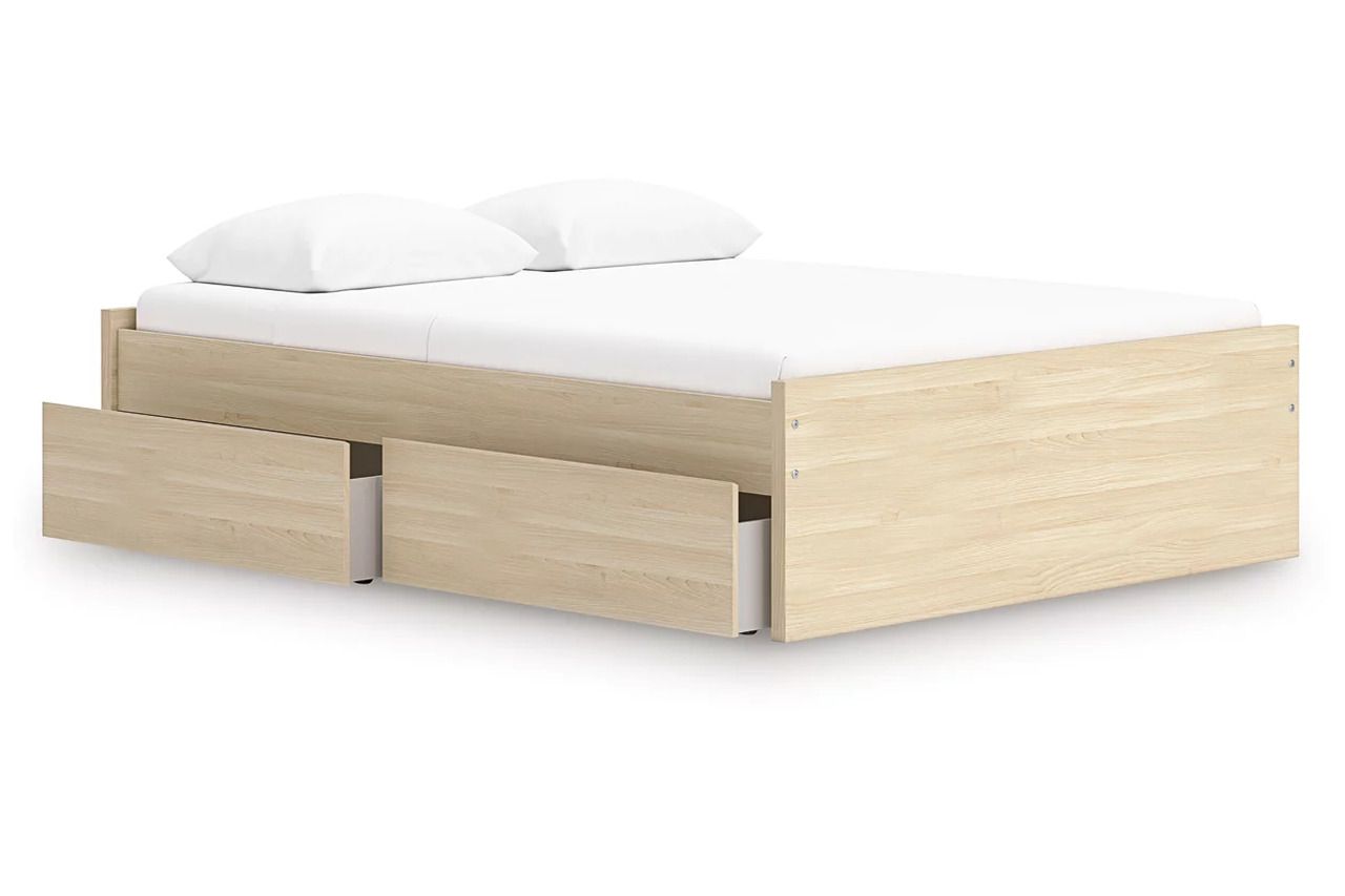 Onita Queen Platform Bed with 1 Side Storage In Natural EB9632B9