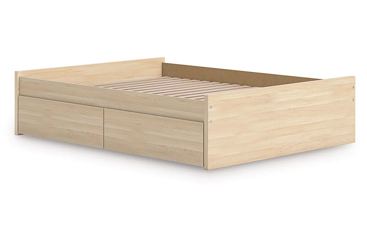 Onita Queen Platform Bed with 1 Side Storage In Natural EB9632B9