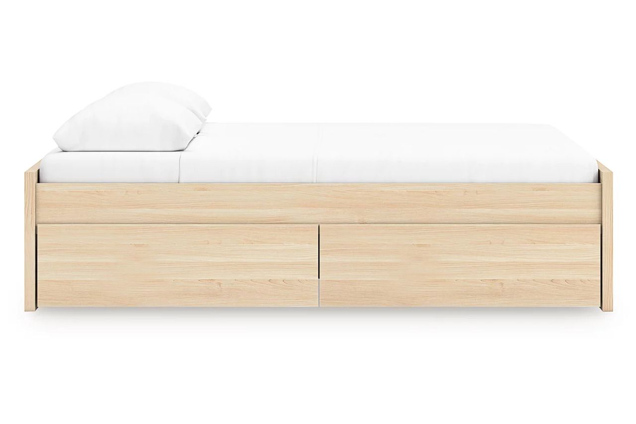 Onita Queen Platform Bed with 1 Side Storage In Natural EB9632B9