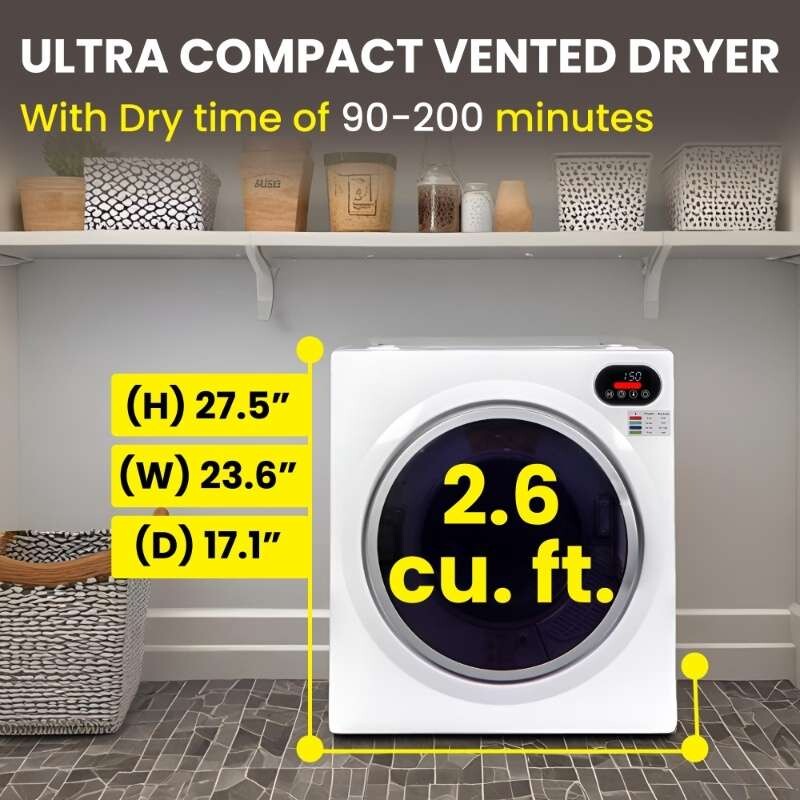 Ultra Compact Short Vented SENSOR Dryer 2.6cf/10lb LED Ops 110V/1400W ED848, product image 5 of 19