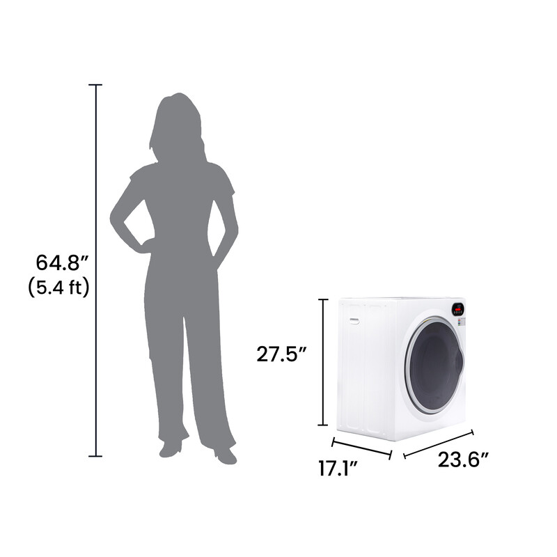 Ultra Compact Short Vented SENSOR Dryer 2.6cf/10lb LED Ops 110V/1400W ED848, product image 11 of 19