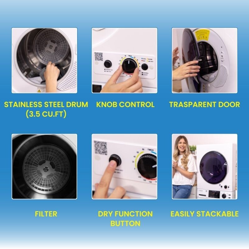 Compact Vented Sensor Dryer 3.5cf/13lbs 110V BOTTOM CONTROL ED850S, product image 2 of 17