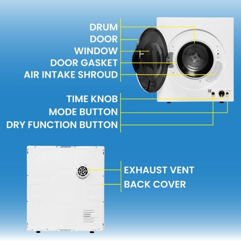 Compact Vented Sensor Dryer 3.5cf/13lbs 110V BOTTOM CONTROL ED850S, product image 3 of 17