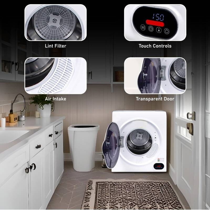 Compact Vented Sensor Dryer 3.5cf/13lbs 110V Bottom control DIGITAL ED852, product image 5 of 17