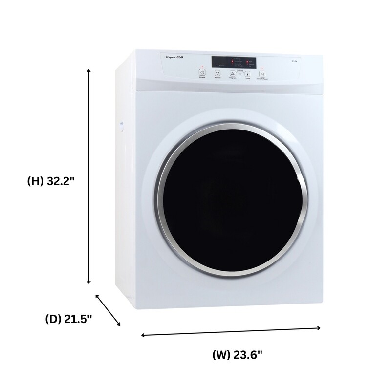 Standard 24 in Vented Dryer 3.5cf/13lb SENSOR Refresh Cycle 110V/1500W ED860, product image 10 of 19