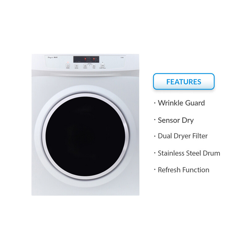 Standard 24 in Vented Dryer 3.5cf/13lb SENSOR Refresh Cycle 110V/1500W ED860, product image 19 of 19
