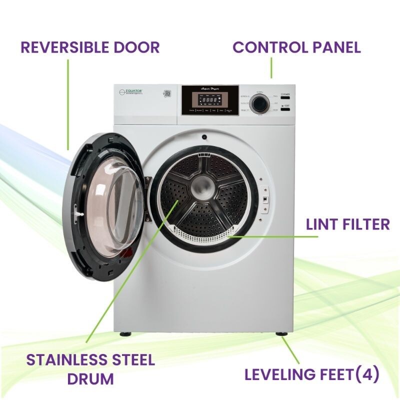 Premium Compact 24 in Vented Dryer 3.1 cu.ft SENSOR Sanitize Shoes 110V/1500W ED866