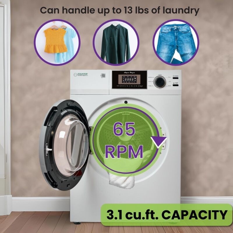 Premium Compact 24 in Vented Dryer 3.1 cu.ft SENSOR Sanitize Shoes 110V/1500W ED866