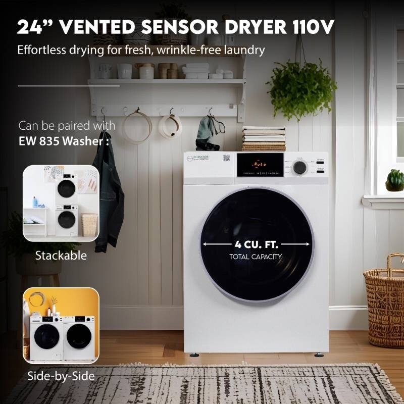 Deluxe 24 in VENTED Sensor Dryer SANITIZE 4 cu.ft Touch Control 110V DIGITAL ED870