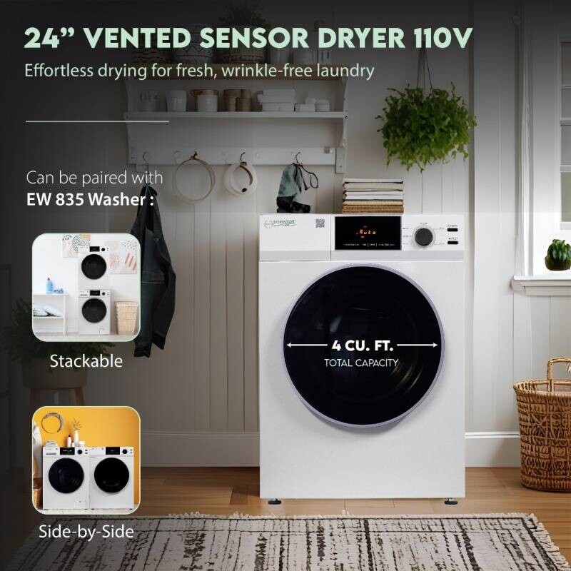 DELUXE 24 in VENTED Sensor Dryer w/Washer SOCKET 4cf/18lbs 110V ED870DL, product image 7 of 13