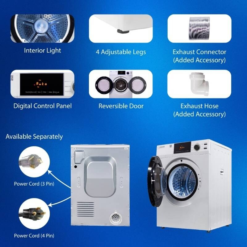 Deluxe 24 in 220V Vented SENSOR Dryer SANITIZE 4 cu.ft Touch Control DIGITAL ED880