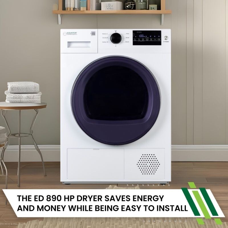 24 in HEAT PUMP DRYER 3.7 cf/20 lbs, Eco Sensor Ventless Sanitize 110V ED890HP