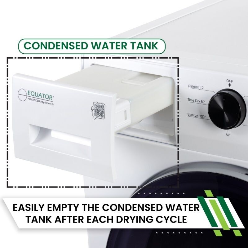 24 in HEAT PUMP DRYER 3.7 cf/20 lbs, Eco Sensor Ventless Sanitize 110V ED890HP