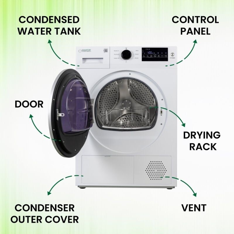 24 in HEAT PUMP DRYER 3.7 cf/20 lbs, Eco Sensor Ventless Sanitize 110V ED890HP