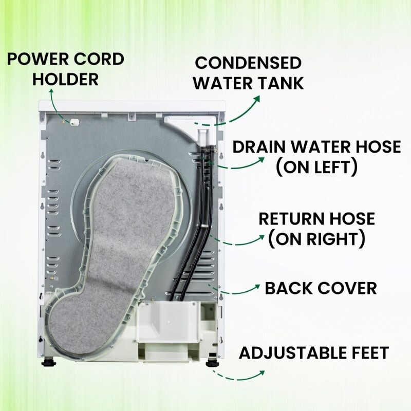 24 in HEAT PUMP DRYER 3.7 cf/20 lbs, Eco Sensor Ventless Sanitize 110V ED890HP