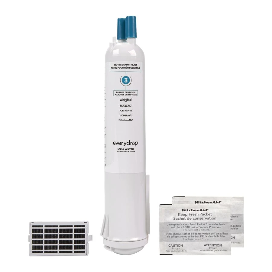 Everydrop® Refrigerator Water Filter 3 - EDR3RXD1 (Pack Of 1) + Refrigerator FreshFlow™ Air Filter + FreshFlow Produce Preserver Refill EDR3RXVR6