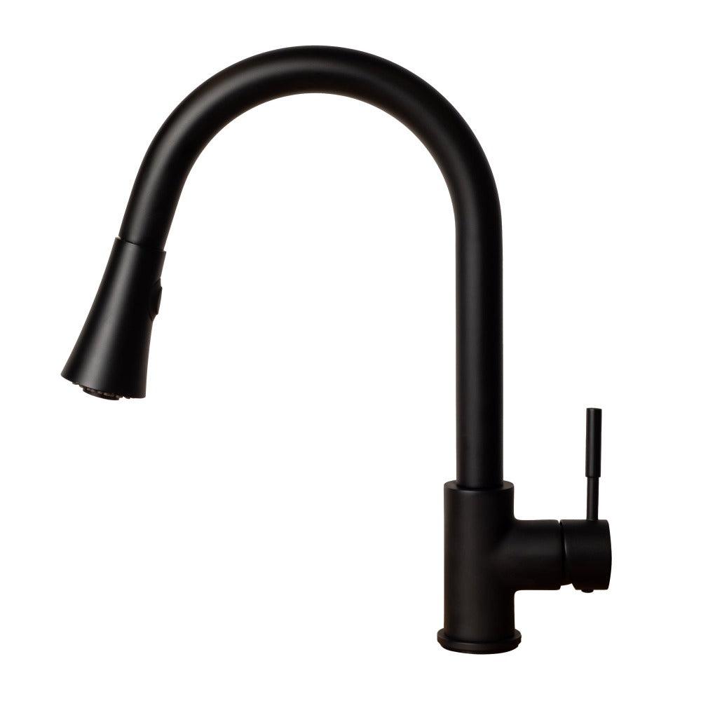 Autograph Edition Edison Pull Down Single Handle Kitchen Faucet In Matte Black EDSKFMB