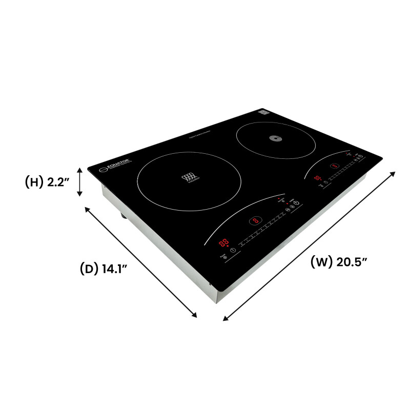 120V 20 inch 1 Induction and 1 Ceramic Electric Hybrid Cooktop, EHC20211, product image 9 of 11