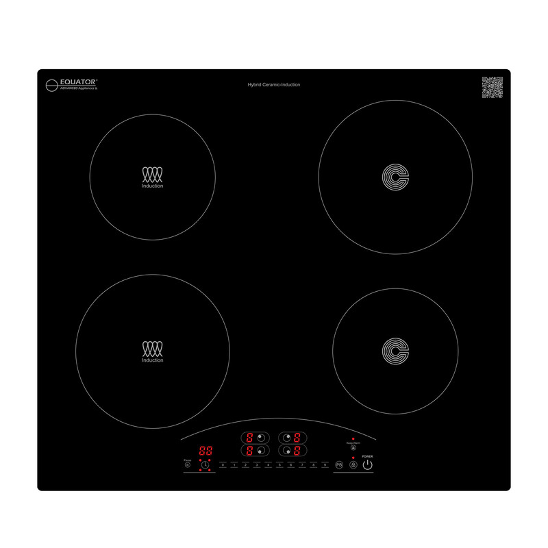 24 inch Electric Hybrid CERAMIC-INDUCTION 4 Burner Cooktop 9 Power 220V EHC23422