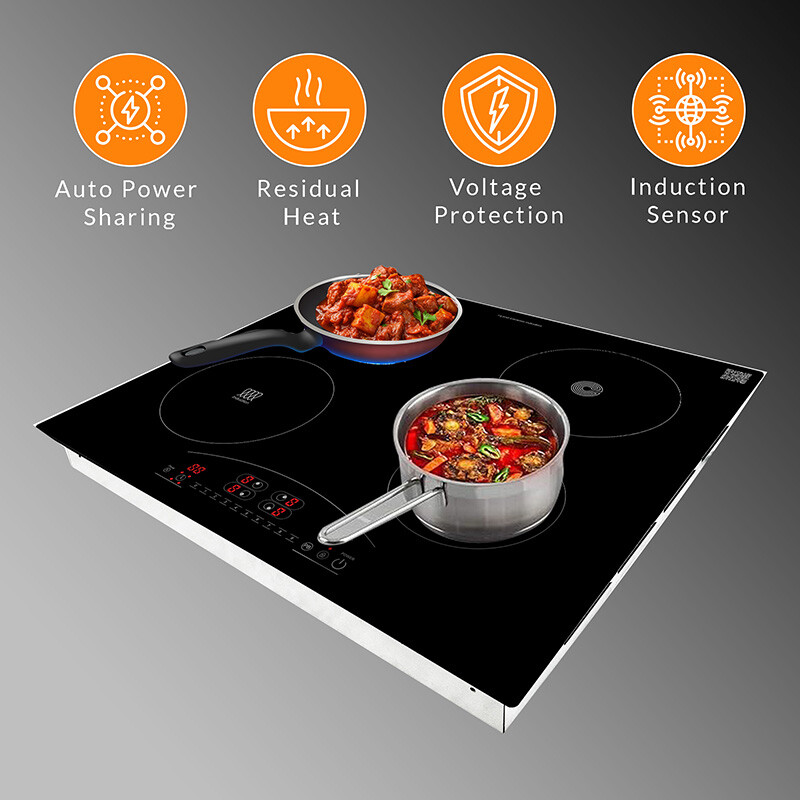 24 inch Electric Hybrid CERAMIC-INDUCTION 4 Burner Cooktop 9 Power 220V EHC23422, product image 4 of 16