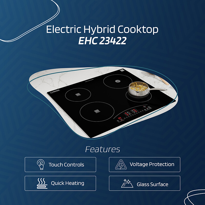 24 inch Electric Hybrid CERAMIC-INDUCTION 4 Burner Cooktop 9 Power 220V EHC23422, product image 6 of 16