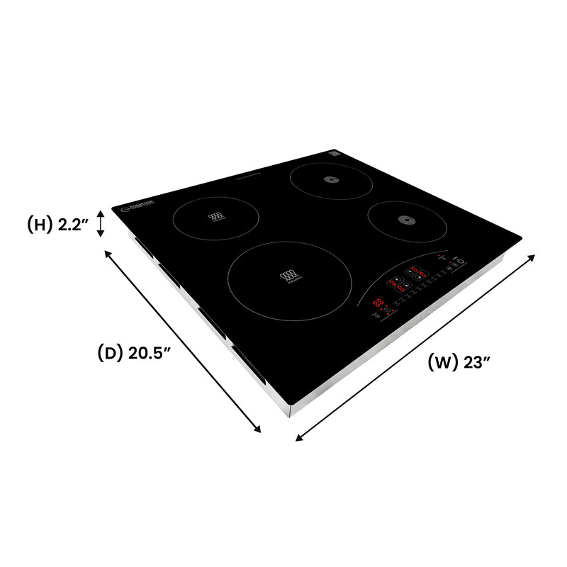 24 inch Electric Hybrid CERAMIC-INDUCTION 4 Burner Cooktop 9 Power 220V EHC23422, product image 10 of 16
