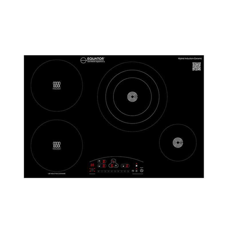 30 inch Electric Hybrid CERAMIC-INDUCTION 4 Burner Cooktop 9 Power 220V EHC30422