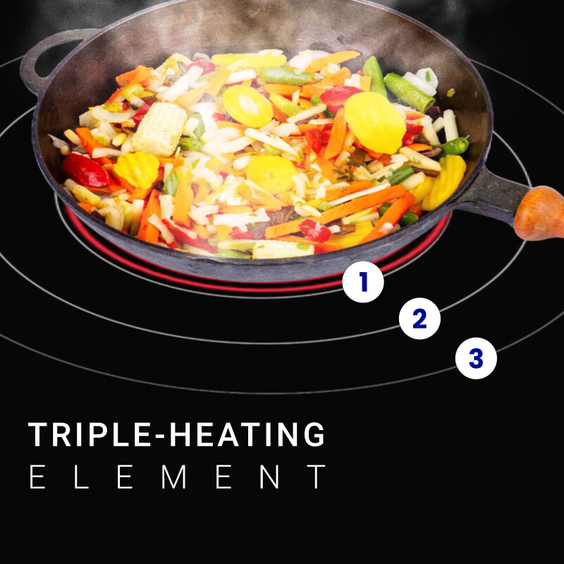 30 inch Electric Hybrid CERAMIC-INDUCTION 4 Burner Cooktop 9 Power 220V EHC30422, product image 8 of 18
