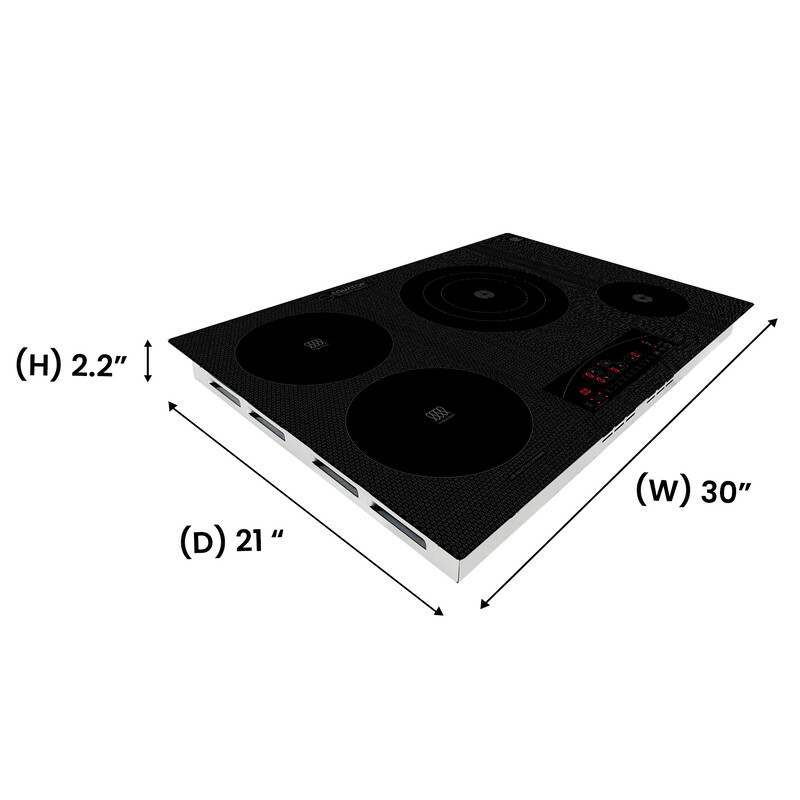 30 inch Electric Hybrid CERAMIC-INDUCTION 4 Burner Cooktop Design 220V EHC30422ED, product image 15 of 21