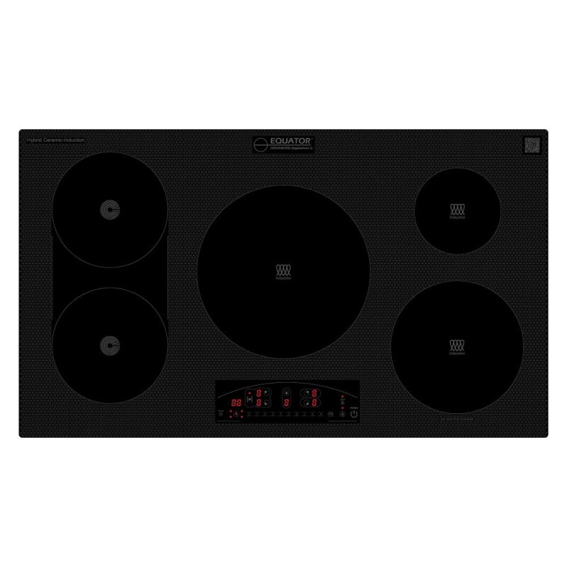 Design 36 inch Electric Hybrid CERAMIC-INDUCTION 5 Burner Cooktop 220V EHC36532ED