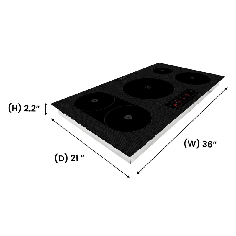 Design 36 inch Electric Hybrid CERAMIC-INDUCTION 5 Burner Cooktop 220V EHC36532ED, product image 3 of 14