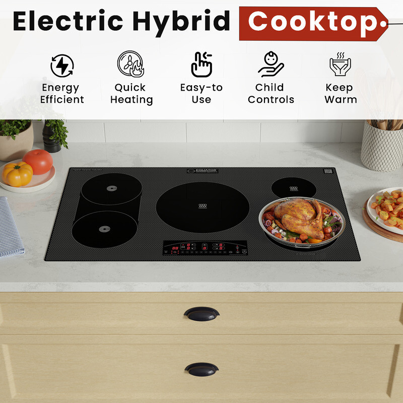 Design 36 inch Electric Hybrid CERAMIC-INDUCTION 5 Burner Cooktop 220V EHC36532ED, product image 7 of 14