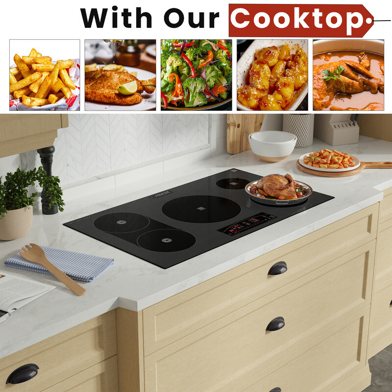 Design 36 inch Electric Hybrid CERAMIC-INDUCTION 5 Burner Cooktop 220V EHC36532ED, product image 8 of 14