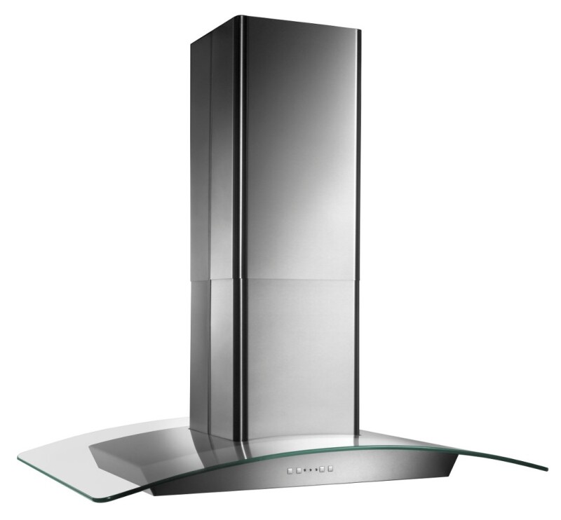 DISCONTINUED Elite 35-3/8-Inch x 25-5/8-Inch Convertible Curved Glass Canopy Island Range Hood, 520 Max Blower CFM EI5936SS
