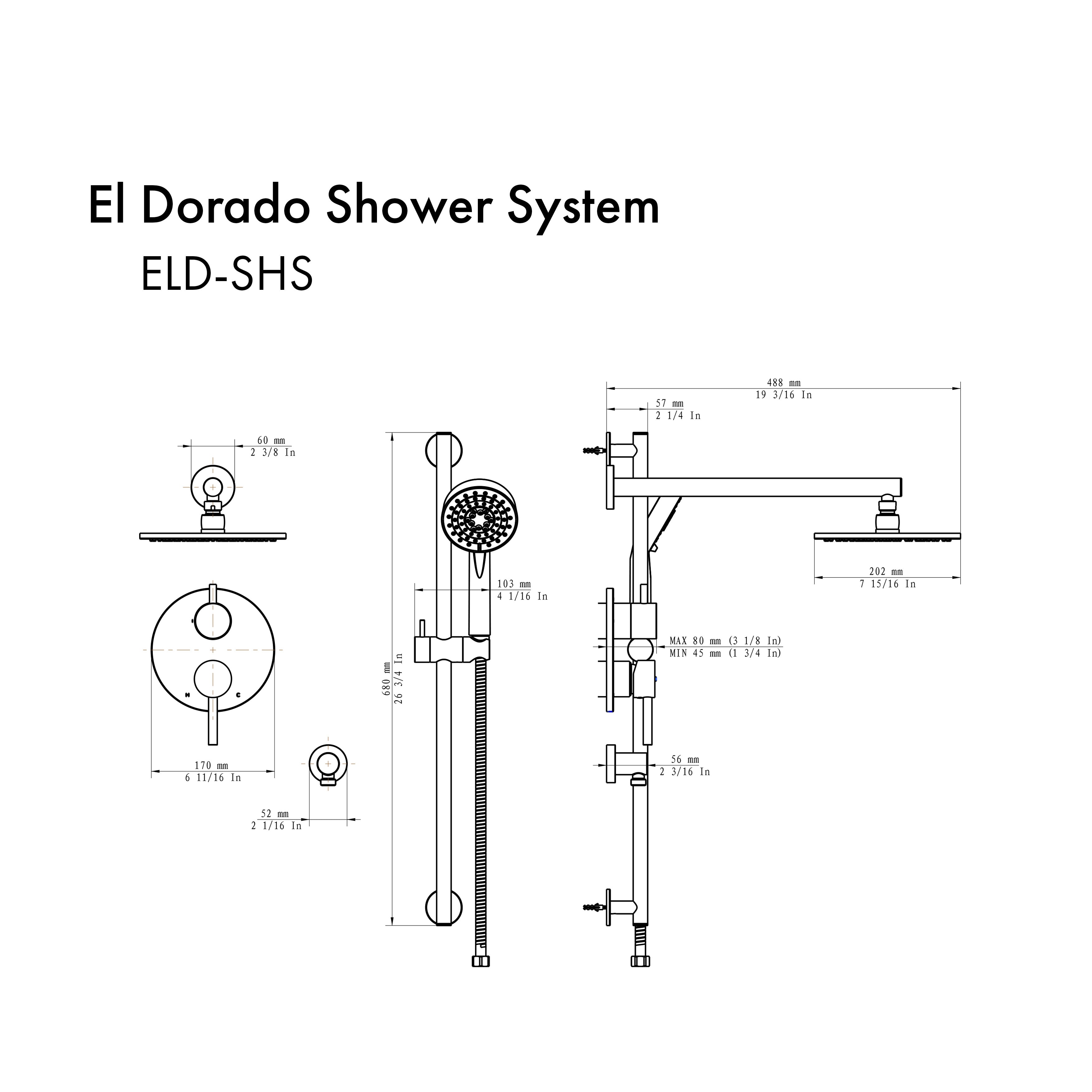 El Dorado Rainfall Shower System ELDSHSCH