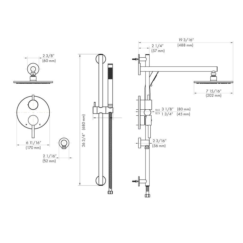 Autograph Edition El Dorado Rainfall Shower System ELDSHSPG