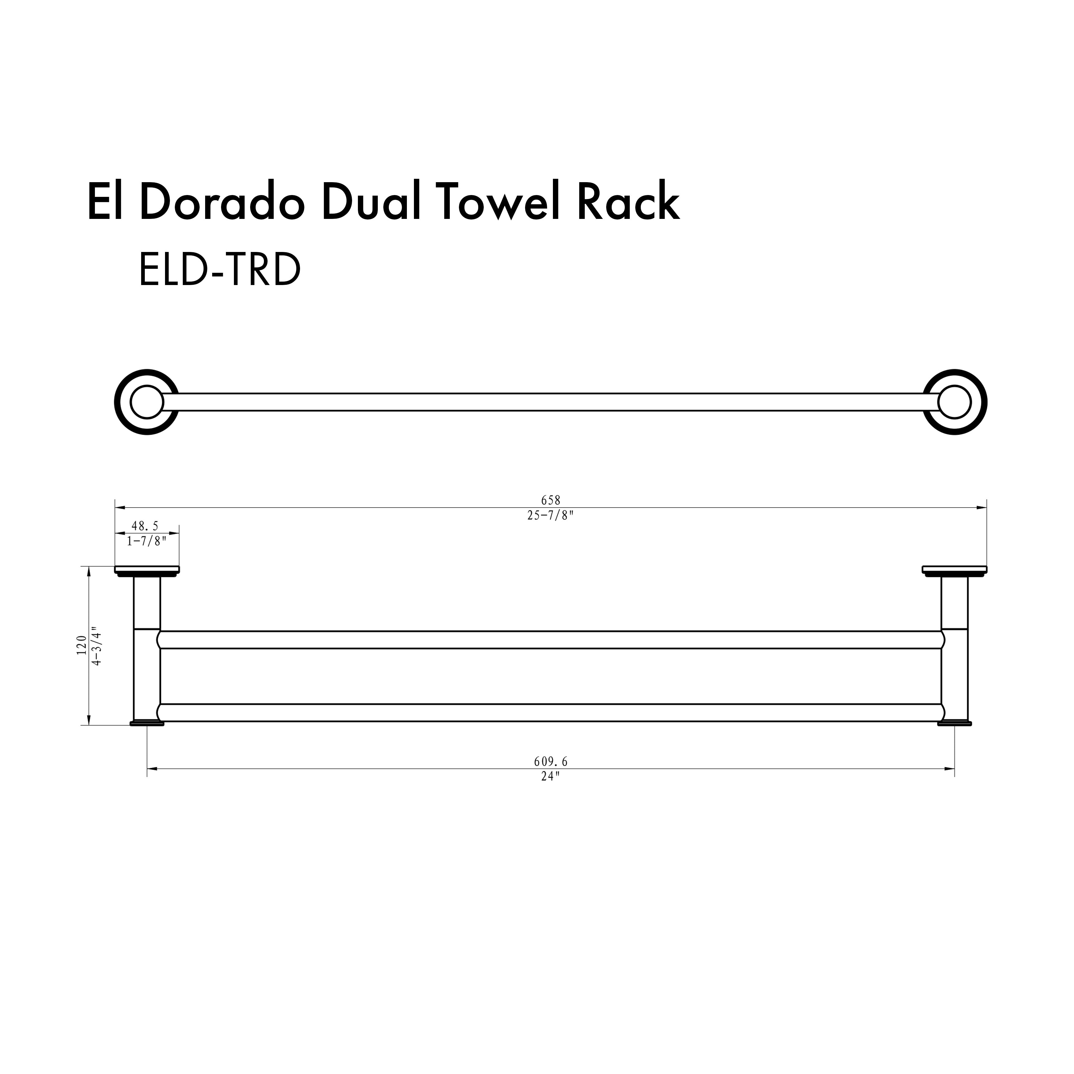 Autograph Edition El Dorado Double Towel Rail In Matte Black ELDTRDMB