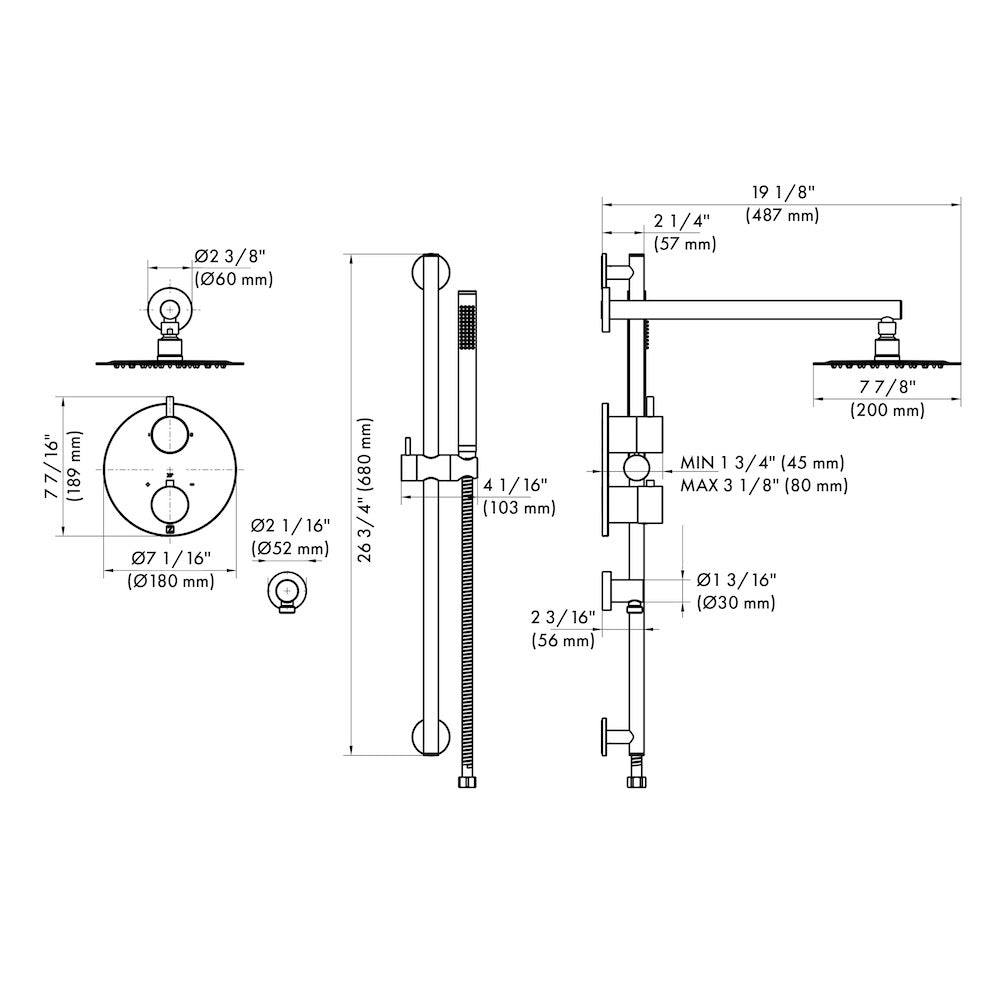 Autograph Edition Emerald Bay Thermostatic Shower System EMBYSHST2PG