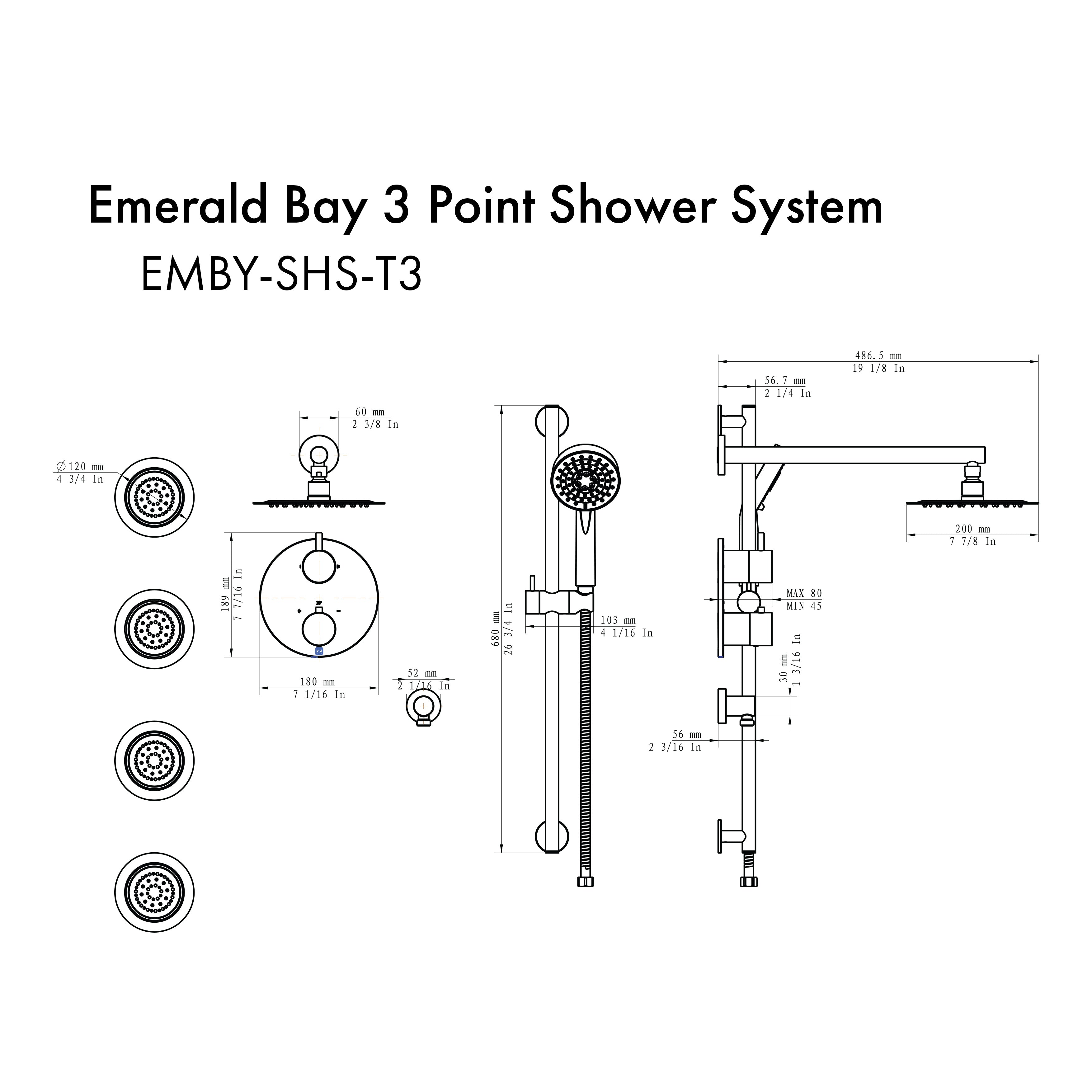 Autograph Edition Emerald Bay Thermostatic Shower System with Body Jets EMBYSHST3MB