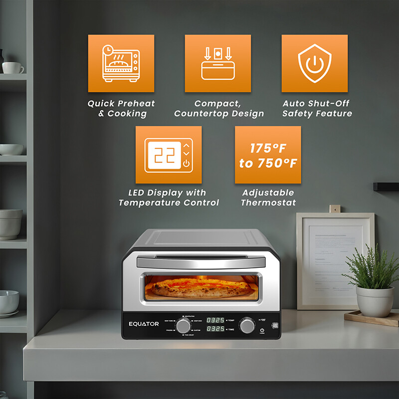 ELECTRIC PIZZA OVEN Multi Program w Baking Stone Countertop 0.5cf 110V EPO500