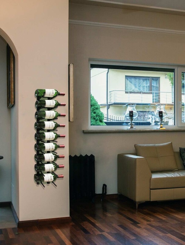 Epicureanist Modern Peg Wine Rack, 9 Bottle Capacity EPPEGWALL9B